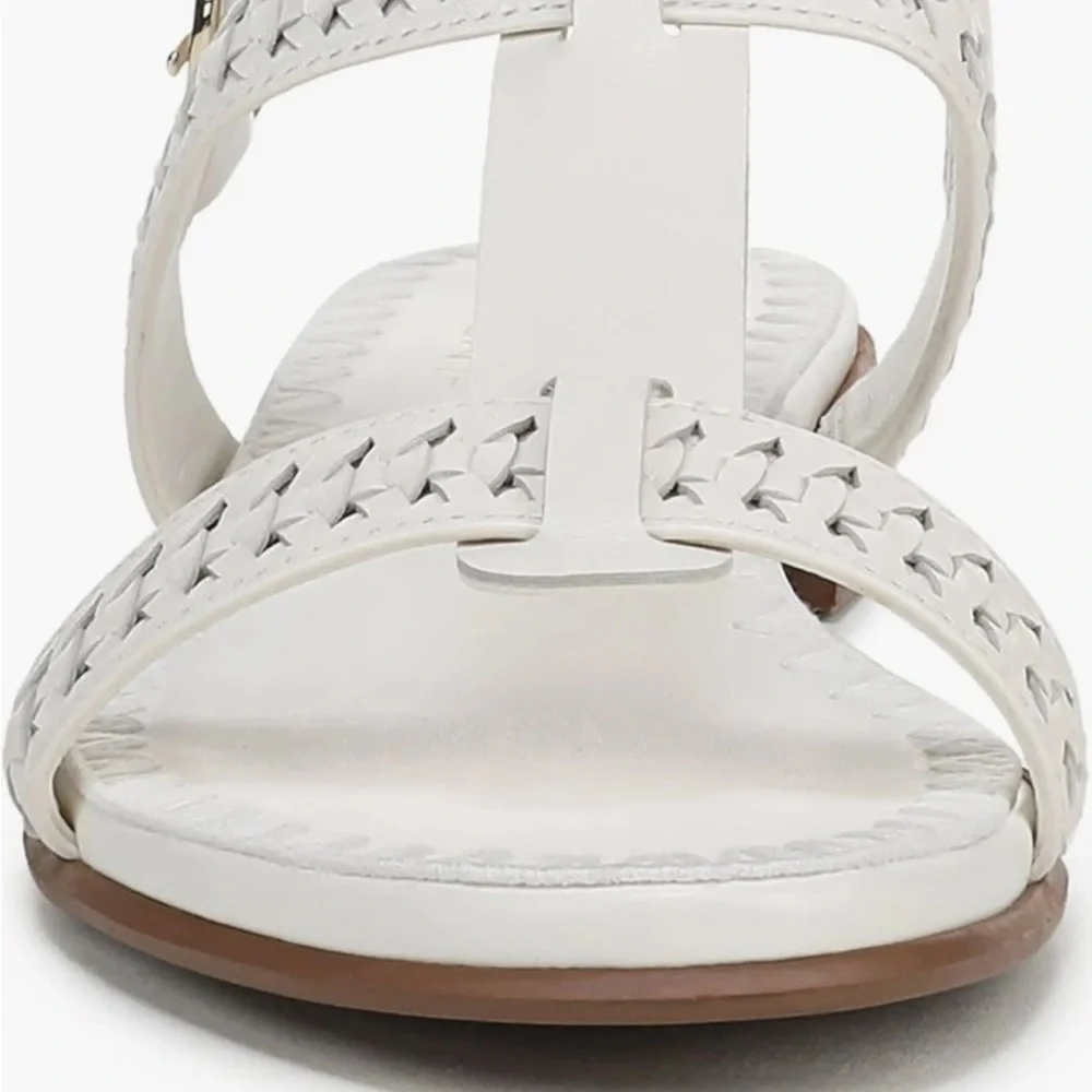 Naturalizer Warm White Woven Leather Slingback Sandals size 10 Wide Width